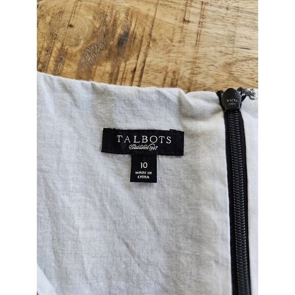 Talbots Textured Fit And Flare Sheath Dress Women's Size 10 Lining Pockets Black - Picture 7 of 8